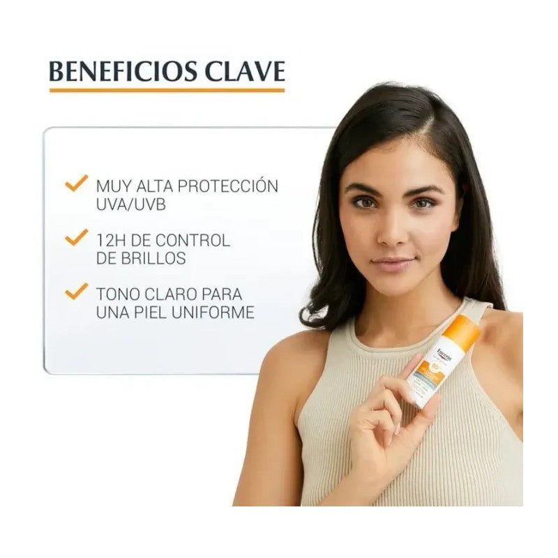 EUCERIN SUN OIL CONTROL GEL CREMA SPF50+ 50ML TINTED CLARO