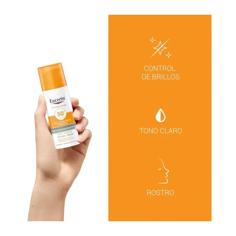 EUCERIN SUN OIL CONTROL GEL CREMA SPF50+ 50ML TINTED CLARO