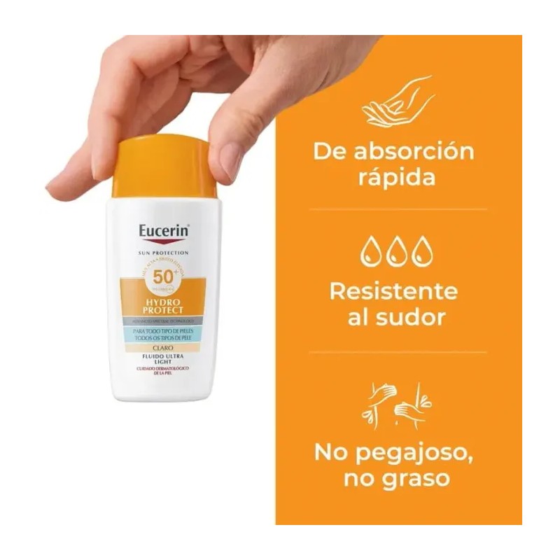EUCERIN SUN HIDROPROTECT FLUIDO ULTRA LIGHT SPF50+ 50ML COLOR CLARO