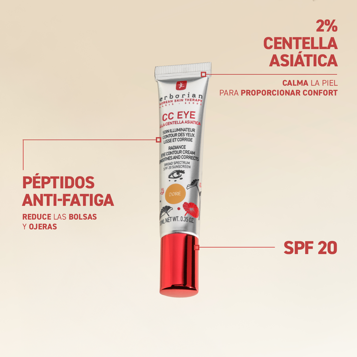 ERBORIAN CC EYE DORE  TRATAMIENTO PARA EL CONTORNO DE OJOS CON COLOR SPF 20  10ML