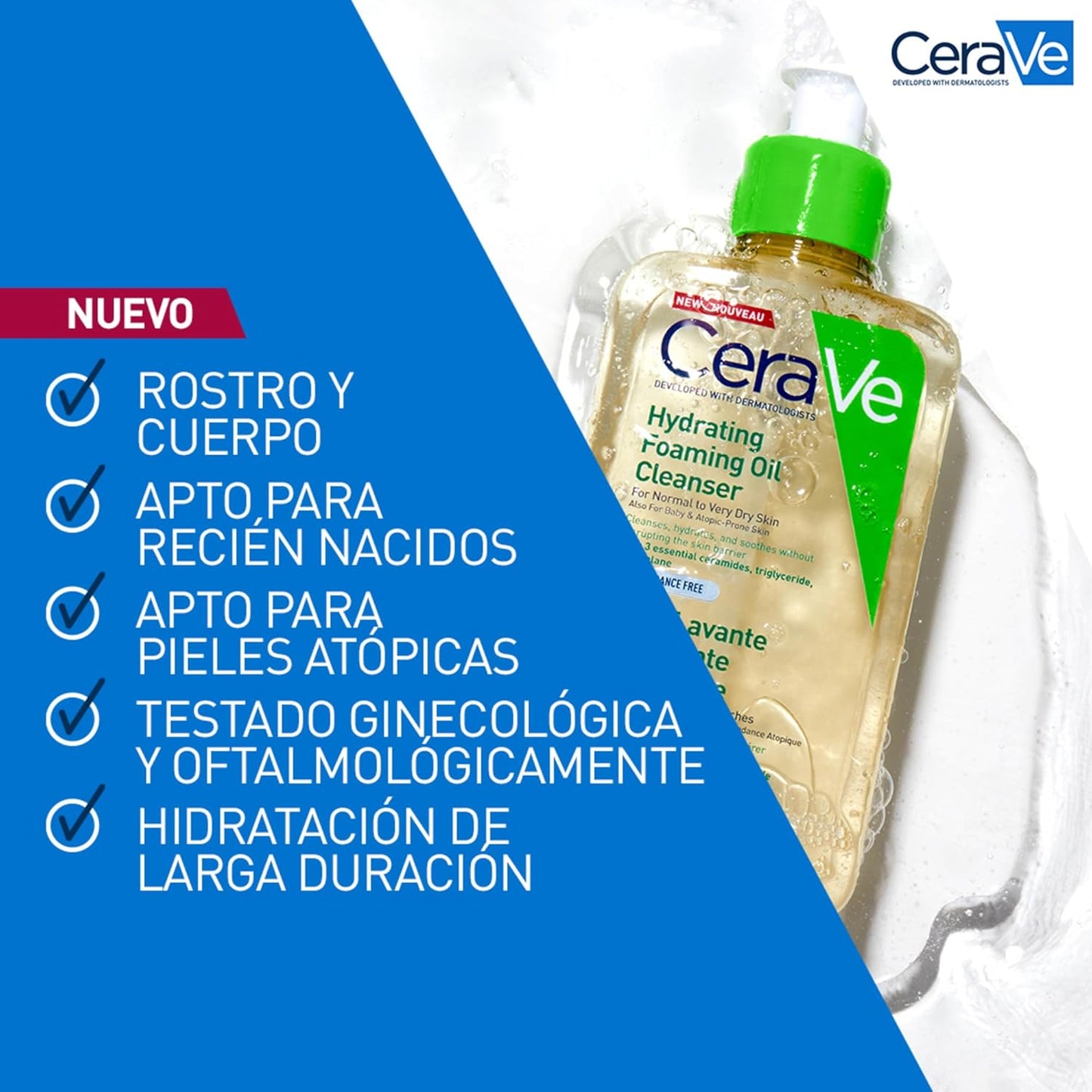 CERAVE LIMPIADOR ACEITE ESPUMA HIDRATANTE 473ML