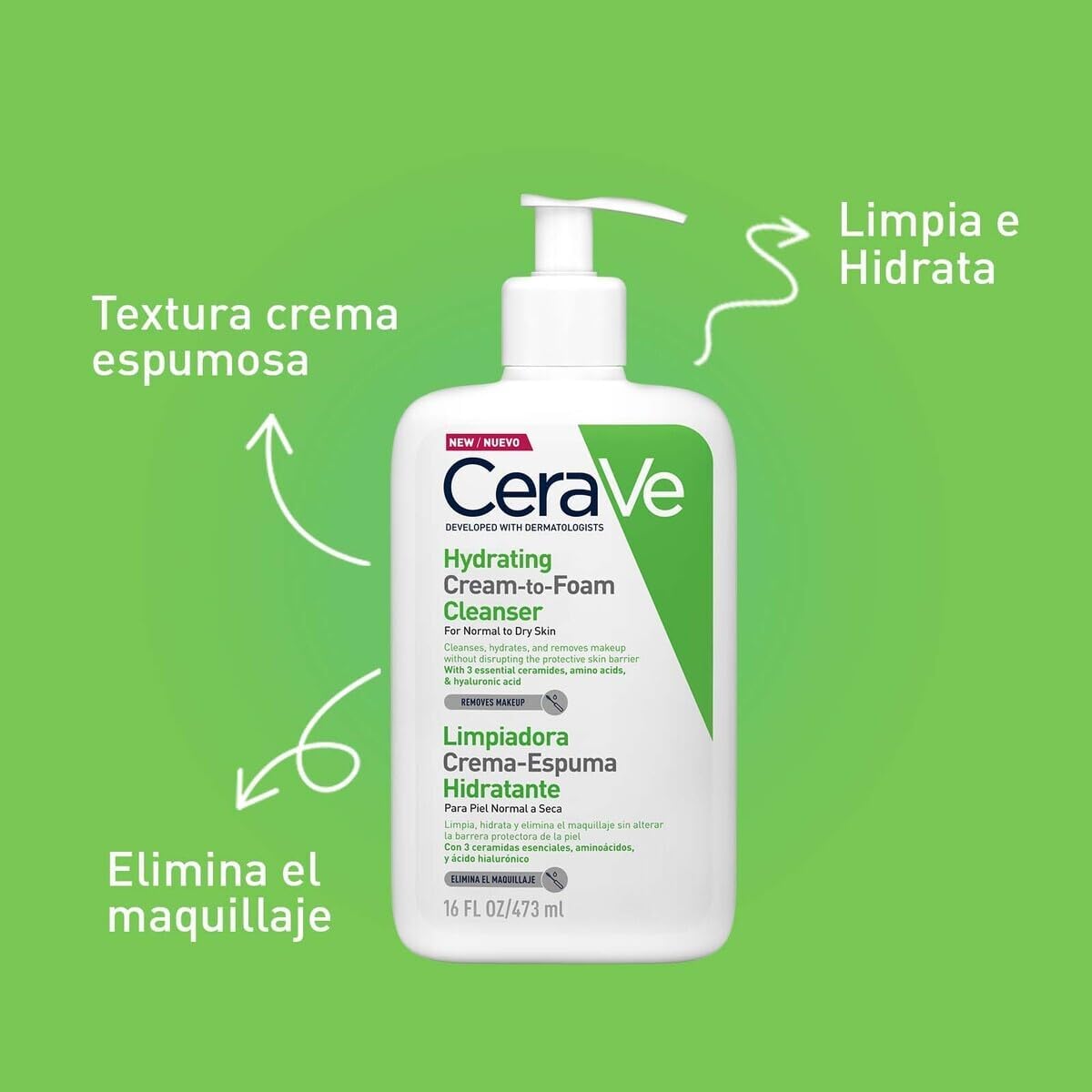 CERAVE GEL LIMPIADOR CREAM TO FOAM 473 ML