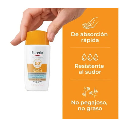 EUCERIN SUN HIDROPROTECT FLUIDO ULTRA LIGHT SPF50+ 50ML COLOR MEDIO