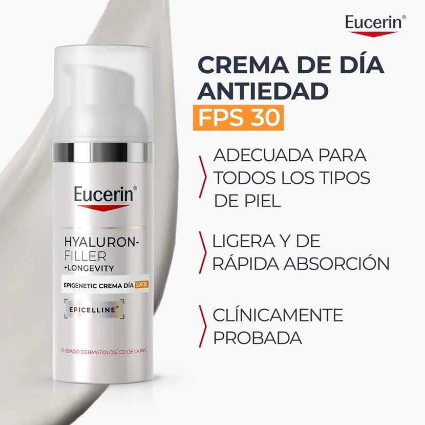 EUCERIN HYALURON-FILLER + LONGEVITY EPIGENETIC CREMA DÍA FPS 30